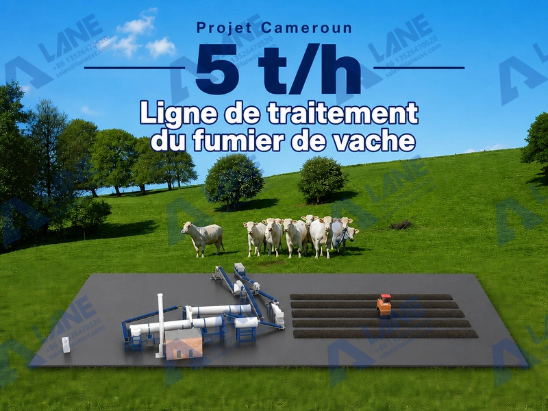 Ligne de traitement du fumier de vache de 5 t/h au Cameroun