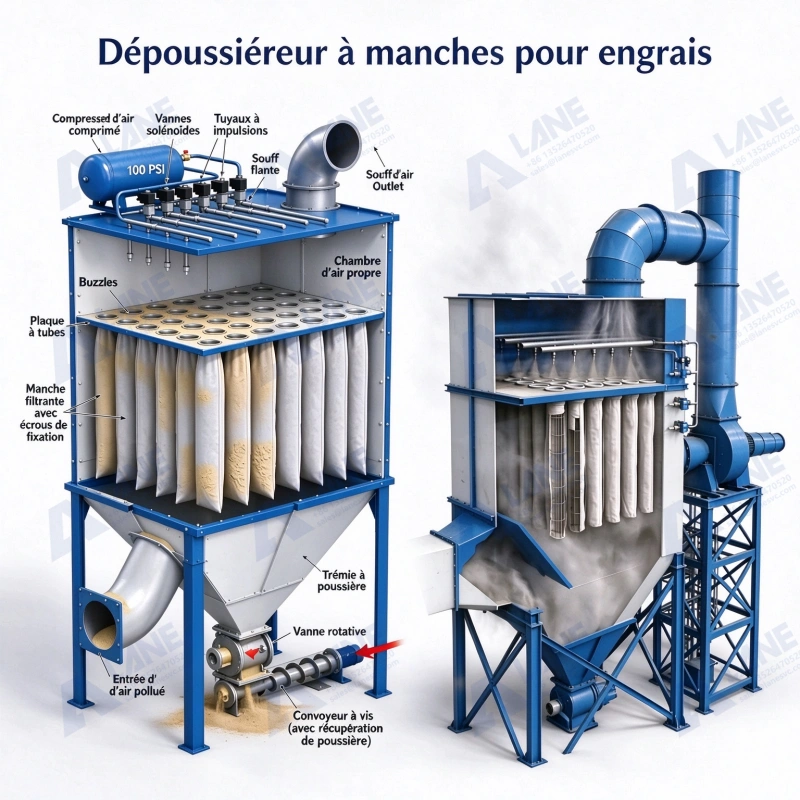 Dépoussiéreur à manches pour engrais